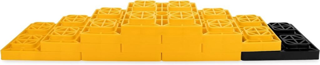 Camco 21022, FasTen Camper/RV Leveling Blocks | Designed of Heavy-Duty UV Resistant Resin  Convenient Carrying Handle for RV Storage and Organization | Includes (10) 8.5 x 8.5 x 1 RV Blocks