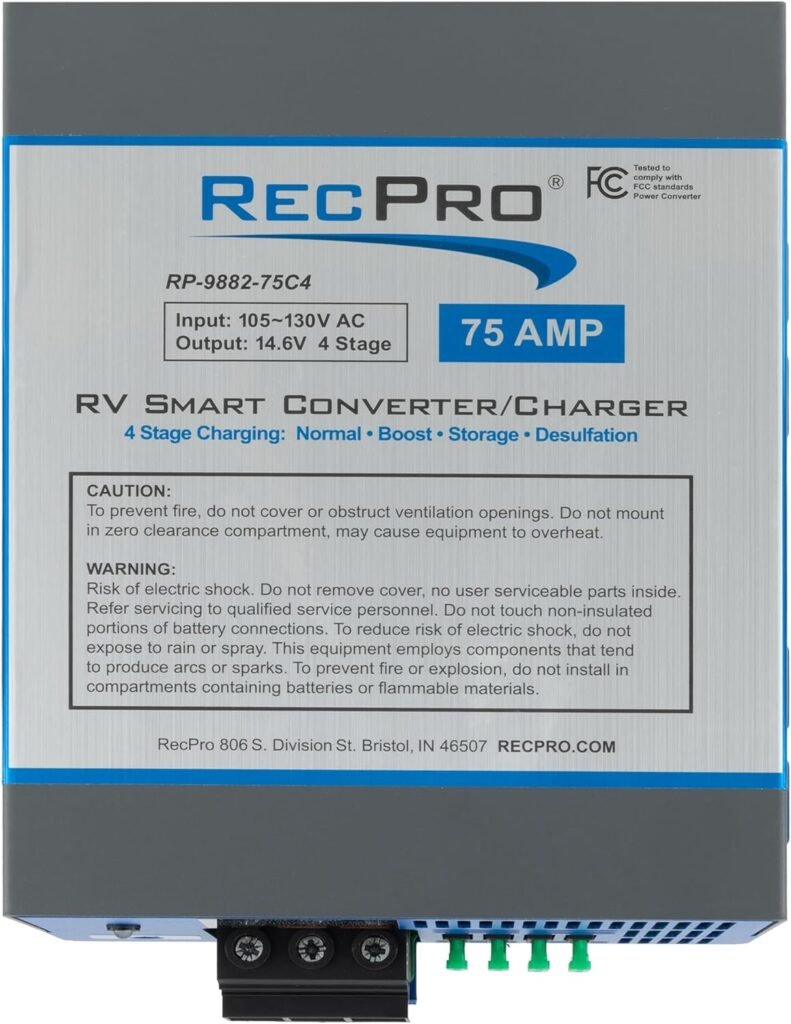 RecPro RV Converter 35 Amp | Multiple Capacities | RV Power Converter | RV Battery Charger | 120VAC to 12VDC | 13V to 16.5V Operating Range