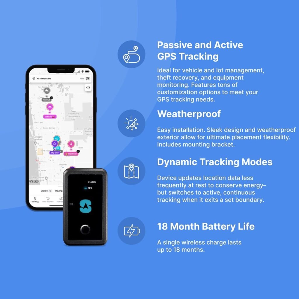 Spytec GPS 18 Month, Long-Term Weatherproof GPS Tracker for Cars, Vehicles, Loved Ones, Equipment, Trailers, Boats, RV Storage - Unlimited US  Worldwide Real-Time Tracking App - Subscription Required