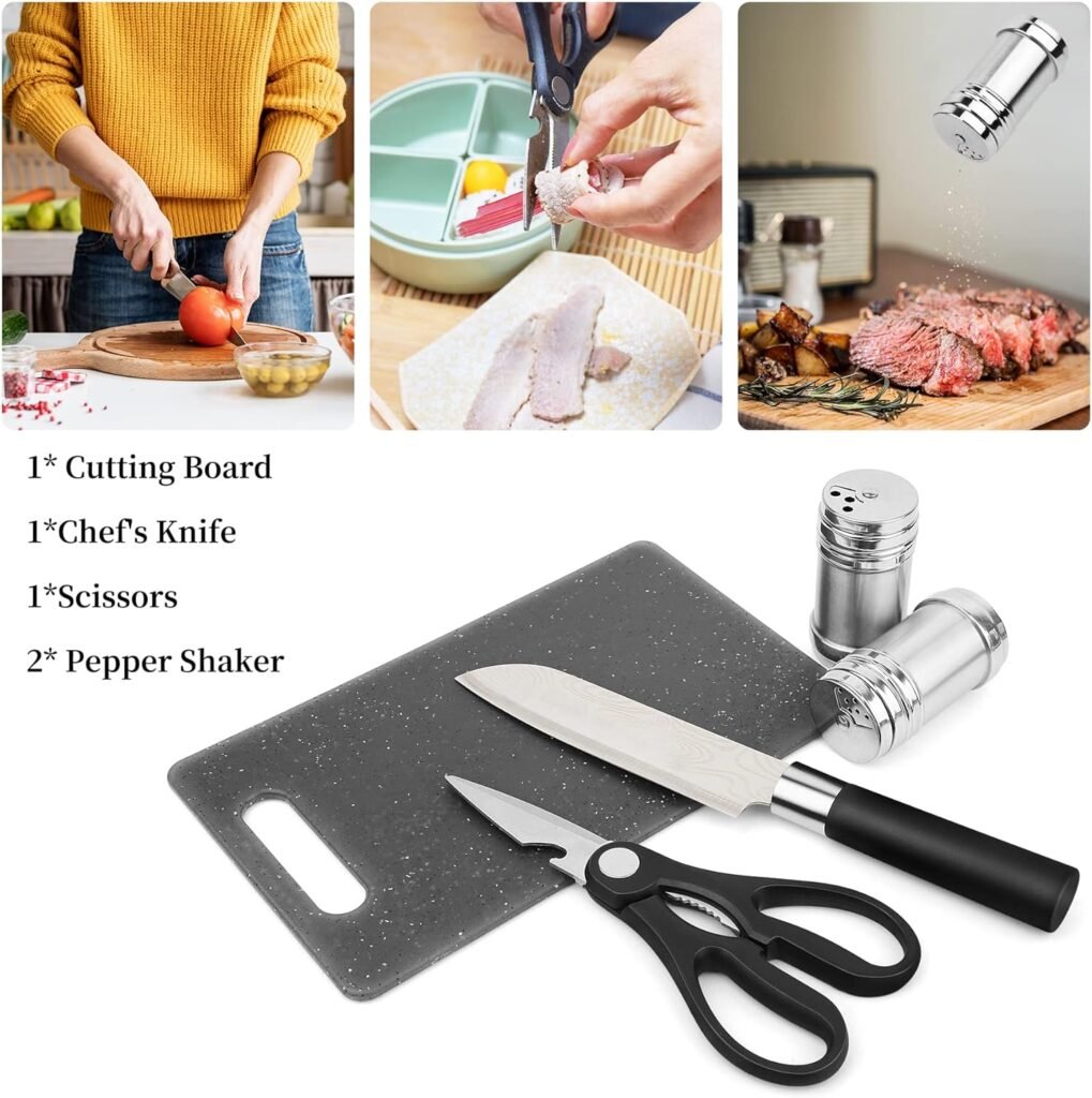Camping Cooking Utensils Set, Stainless Steel Grill Tools, Camping BBQ Cookware Gear and Equipment for Travel Tenting RV Van Picnic Portable Kitchen Essentials Accessories
