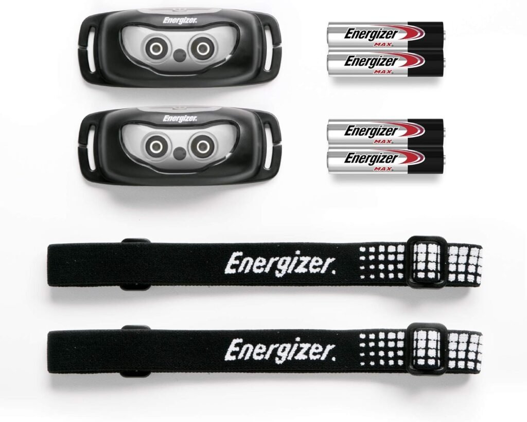 Energizer LED Headlamp (2-Pack) Universal+, IPX4 Water Resistant Headlamps, High-Performance Head Light for Outdoors, Camping, Running, Storm, Survival, (Batteries Included)