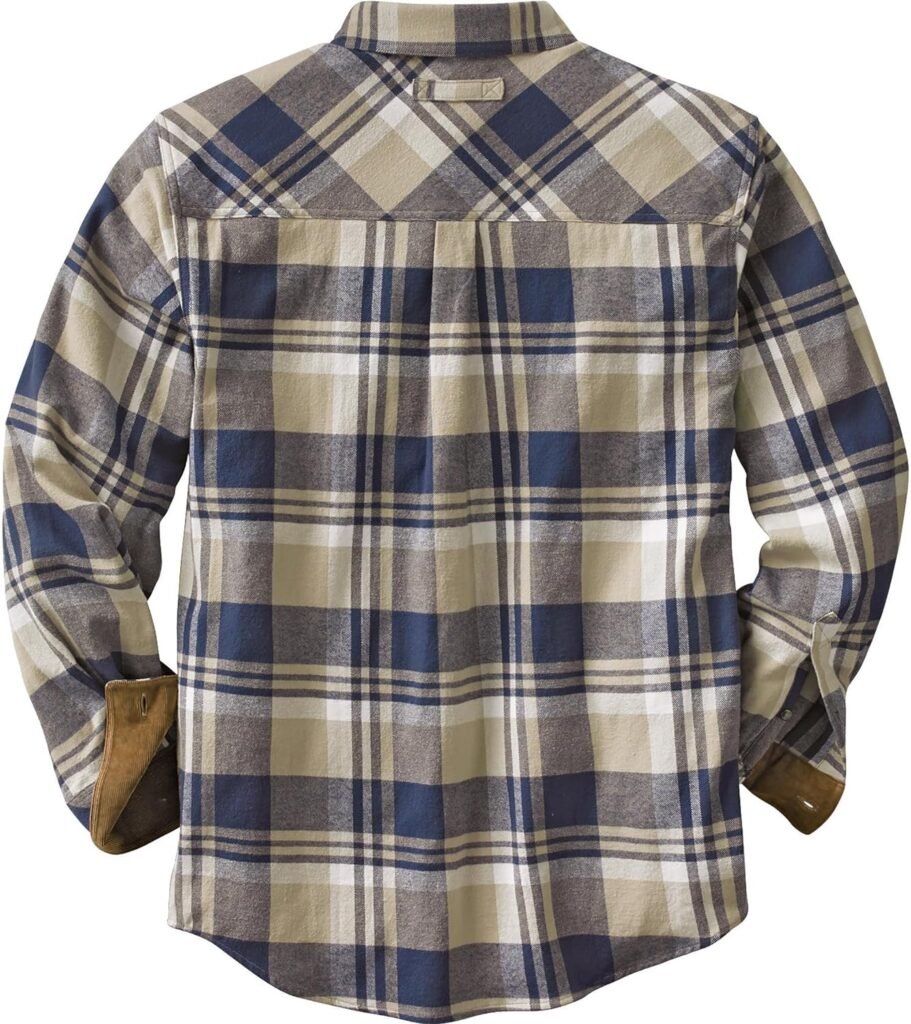 Legendary Whitetails Mens Buck Camp Flannel, Long Sleeve Plaid Button Down Casual Shirt, Corduroy Cuffs