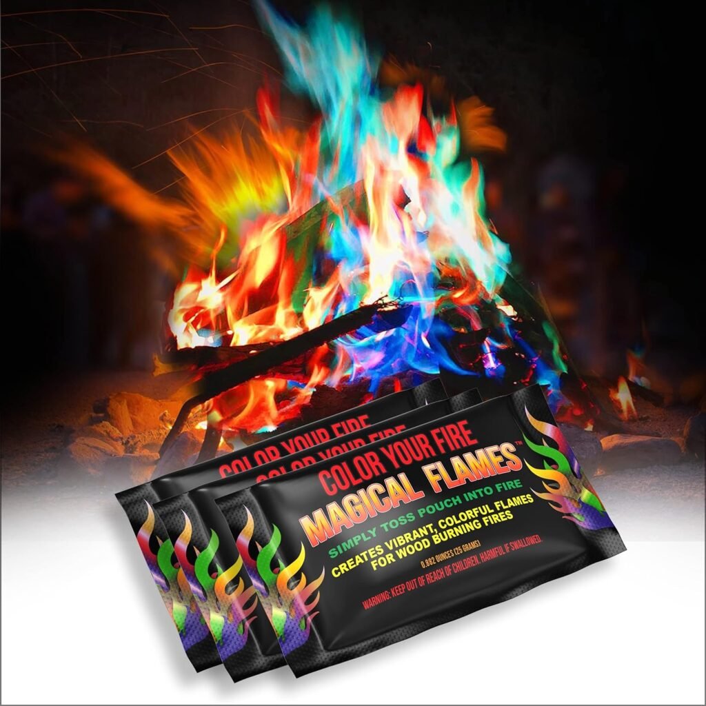 Magical Flames Fire Color Changing Packets for Campfires, Fire Pit, Outdoor Fireplaces - Camping Essentials for Kids  Adults - 12 Pack