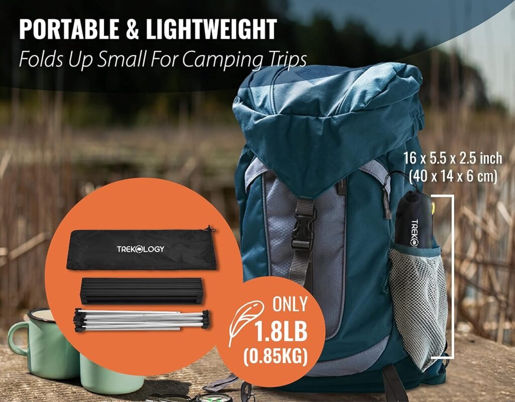 TREKOLOGY Small Camping Side Table That Fold Up Lightweight, Tent Table Folding Camp Table, Fold Up Camping Tables Small Portable Outdoor Beach Table